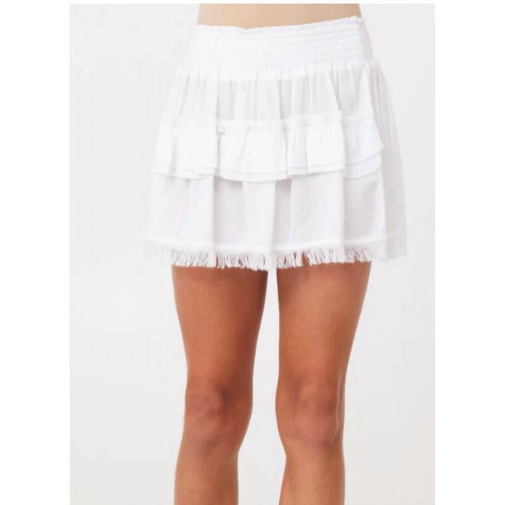 NEW VINTAGE HAVANA girl's layered raw edged skirt in white